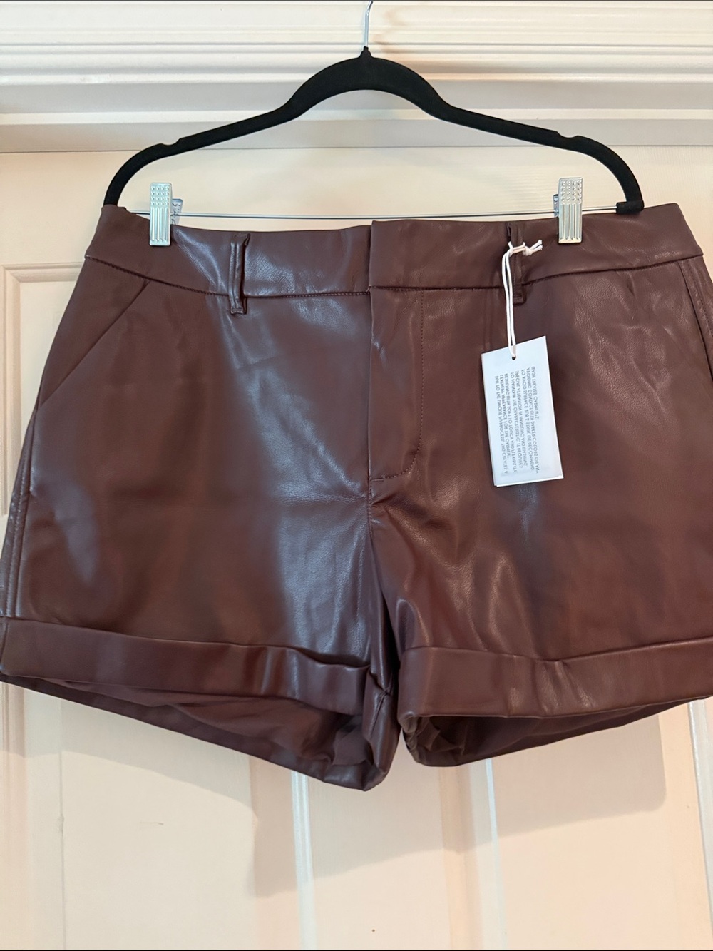 Dear John Faux Leather Women's Shorts in Deep Burgundy NWT size 33